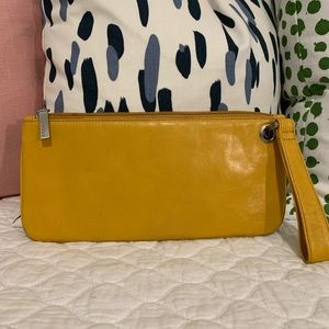 Yellow HOBO Leather Wristlet
